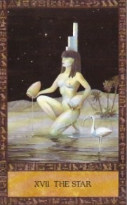 One of my favorite tarot images, Isis as The Star in the Ancient Egyptian Tarot by Clive Barrett